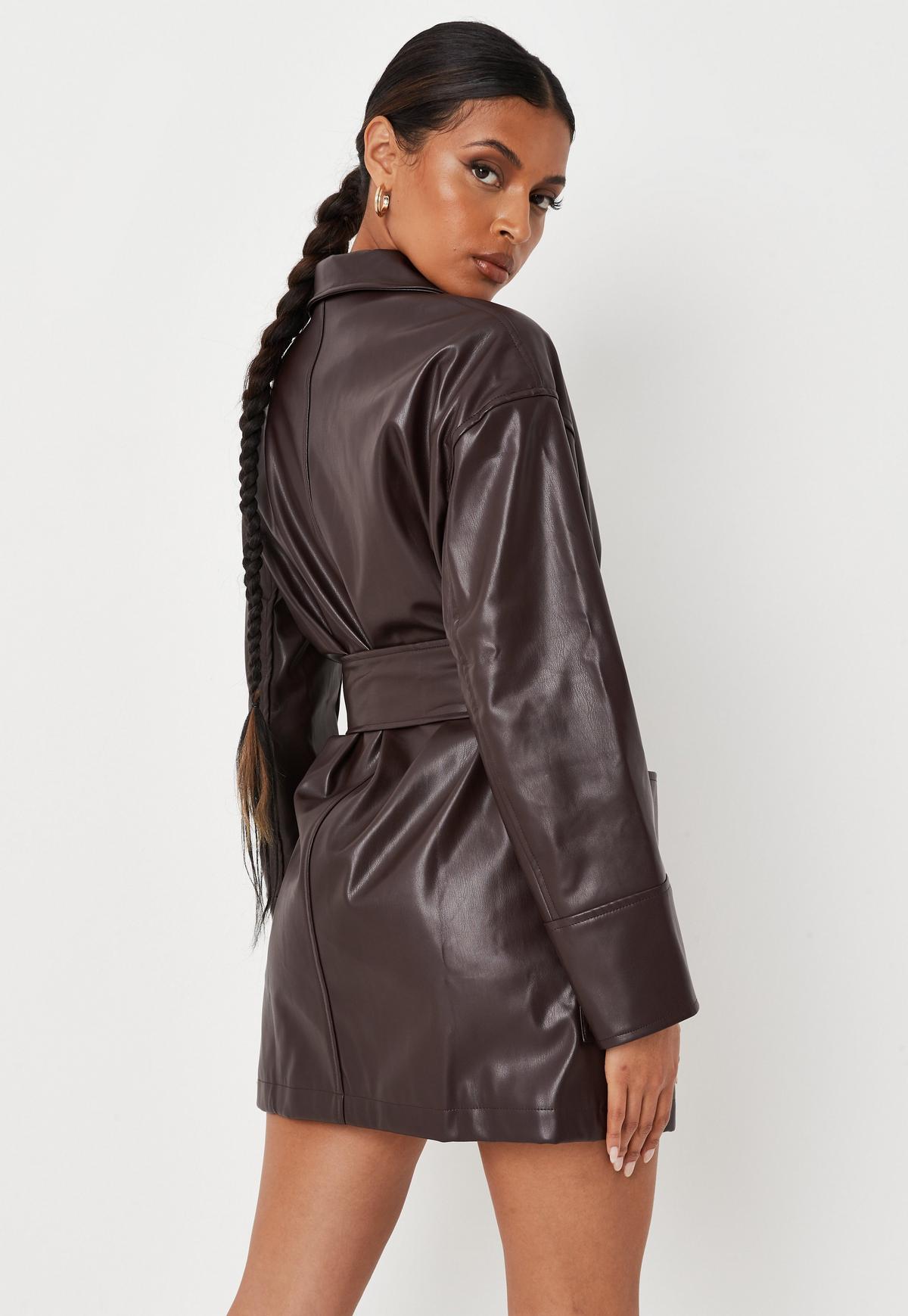 missguided brown leather dress Shop Missguided Women's Leather Dresses up to 55% Off
