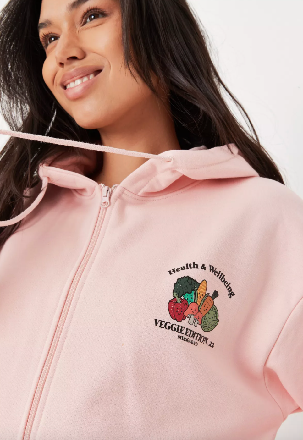 Missguided pink veggie edition graphic oversized zip through